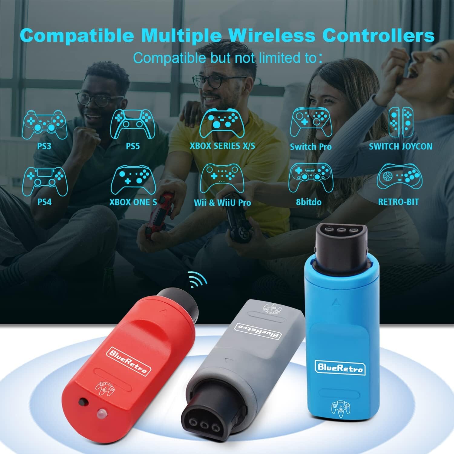 BlueRetro Wireless Game Controller Adapter for Nintendo 64 - for One Controller (Transparent White) Game Controller Accessories BlueRetro