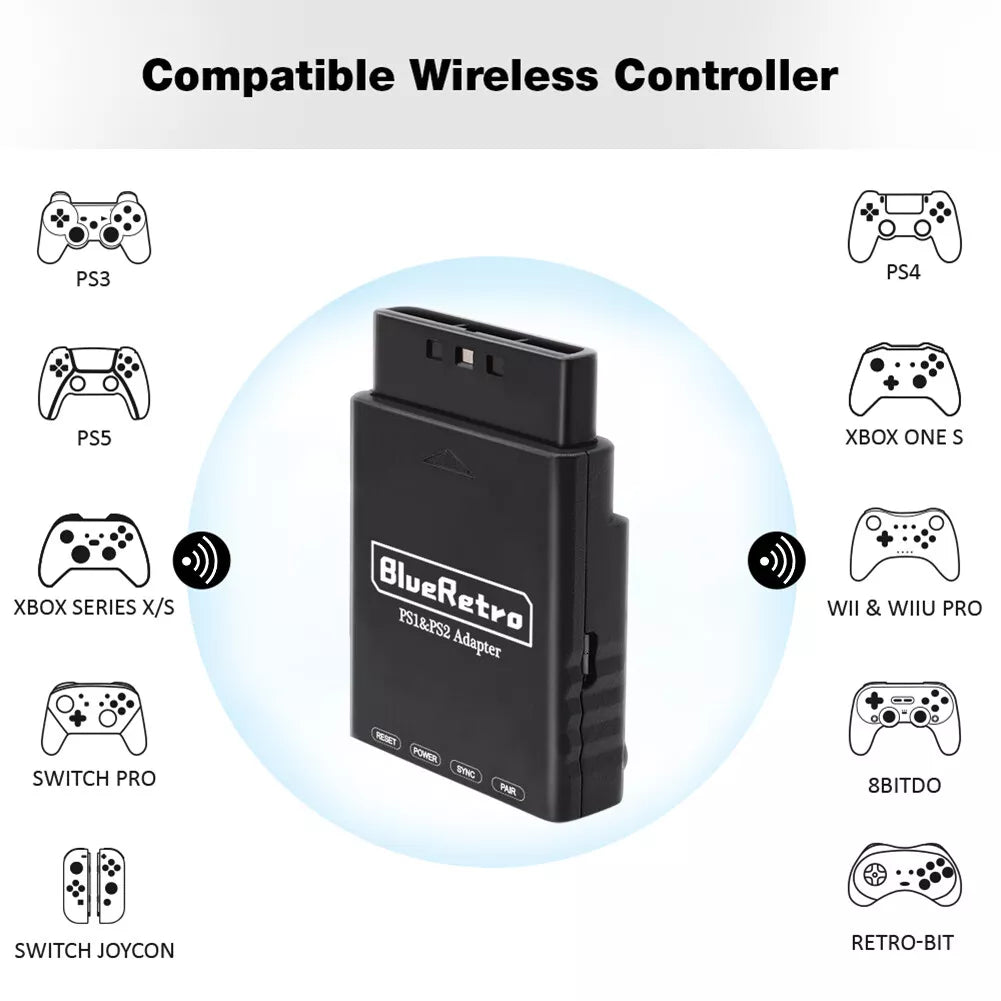 BlueRetro Wireless Game Controller Adapter for Playstation 1 & 2 - Black Game Controller Accessories BlueRetro