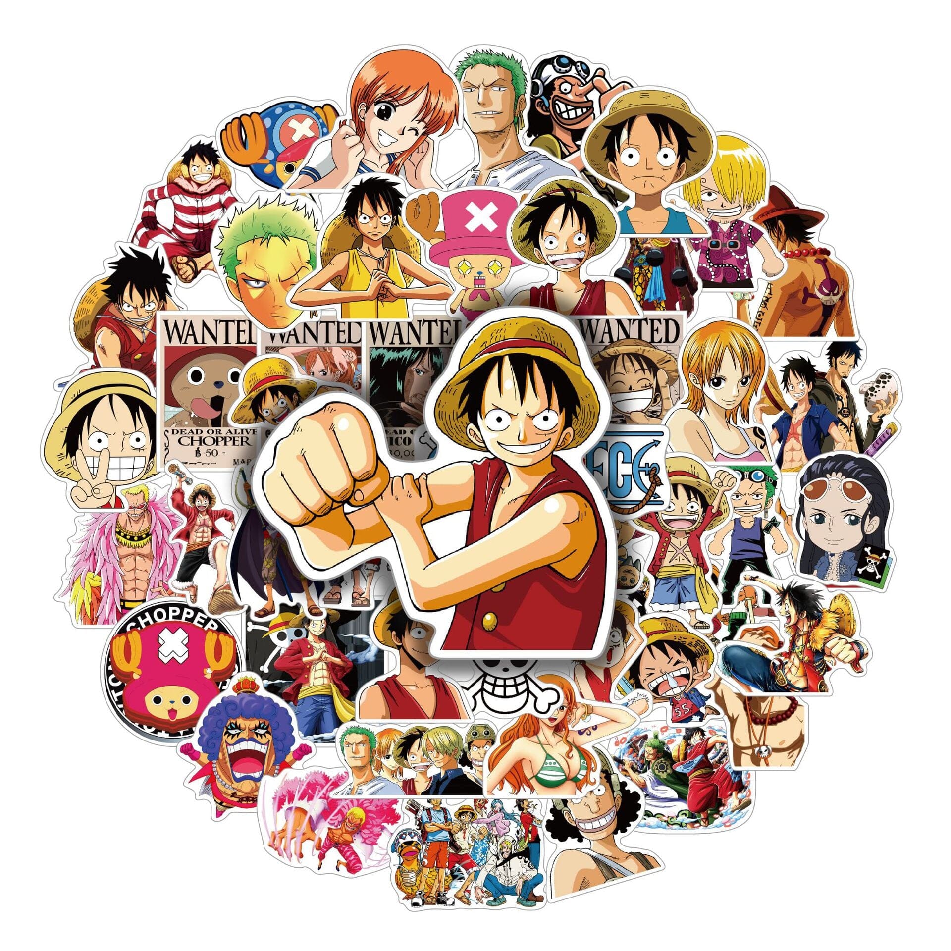 Classic One Piece Stickers 50 Pieces (1 Pack) Decorative Stickers Retro Games