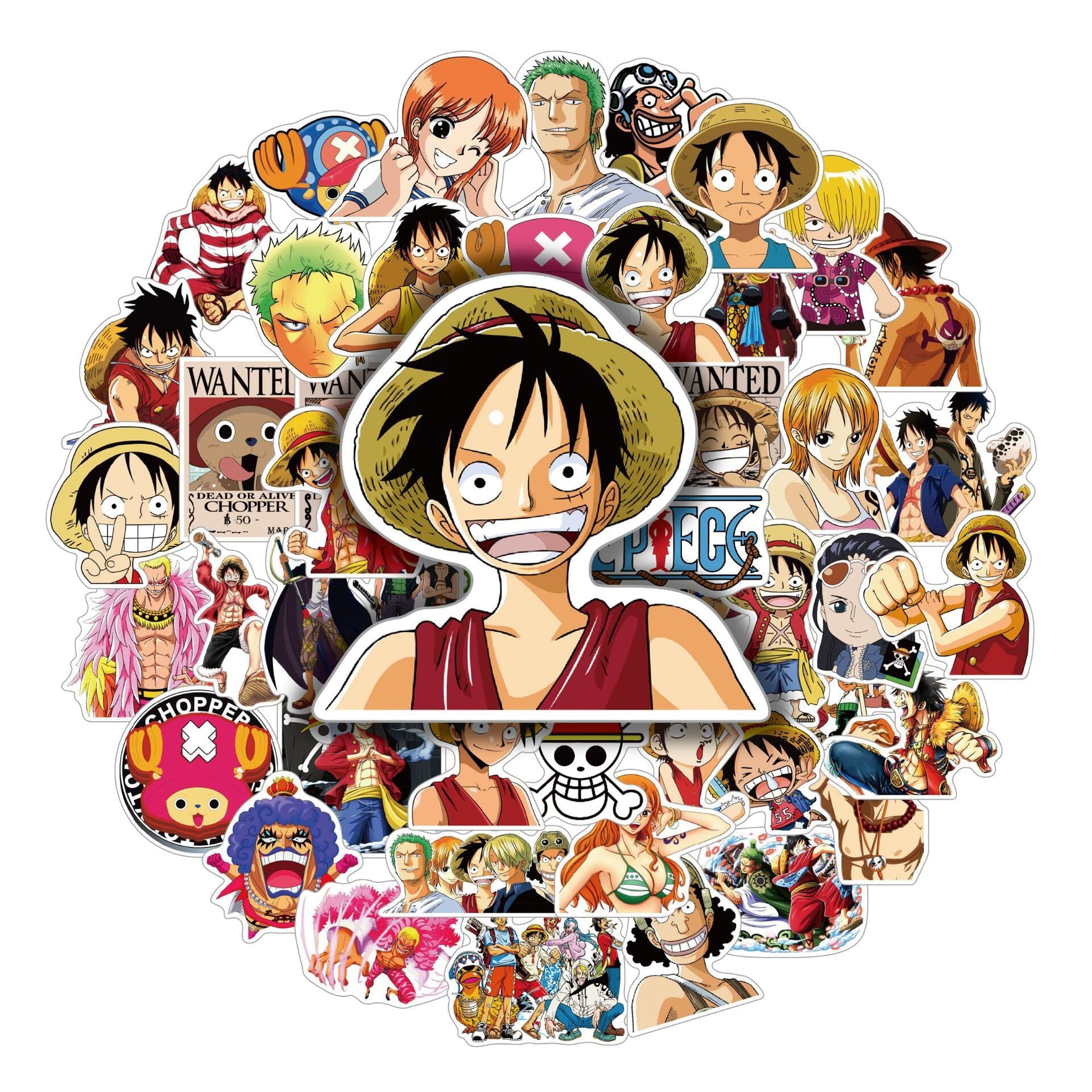 Classic One Piece Stickers 50 Pieces (1 Pack) Decorative Stickers Retro Games