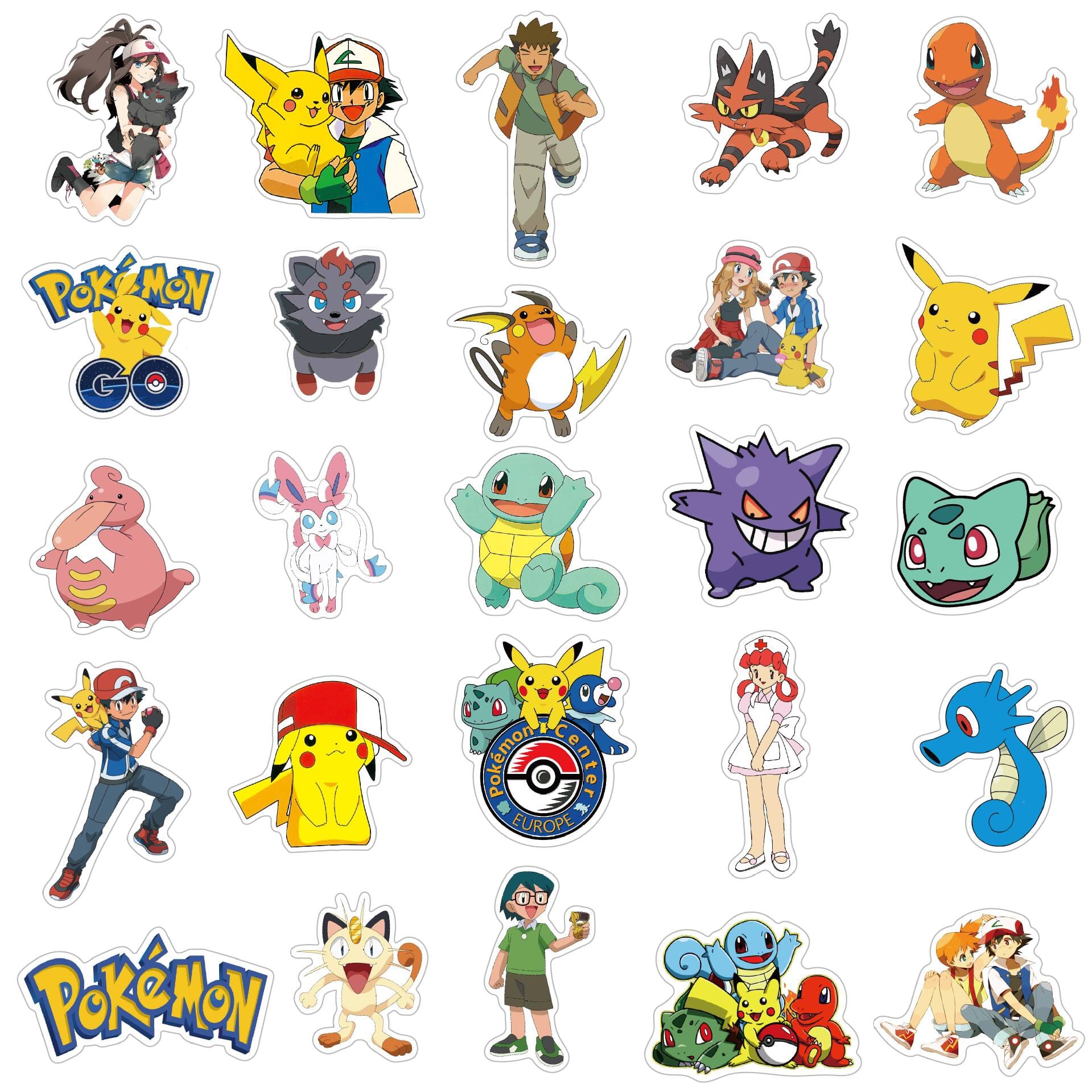 Classic Pokémon Stickers 50 Pieces (1 Pack) Decorative Stickers Retro Games