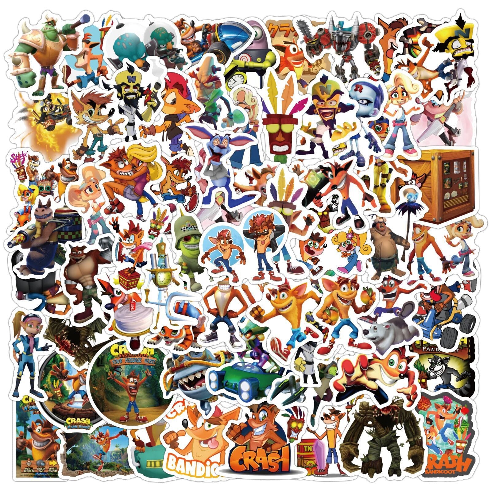 Crash Bandicoot Stickers (60pcs) Decorative Stickers Retro Games