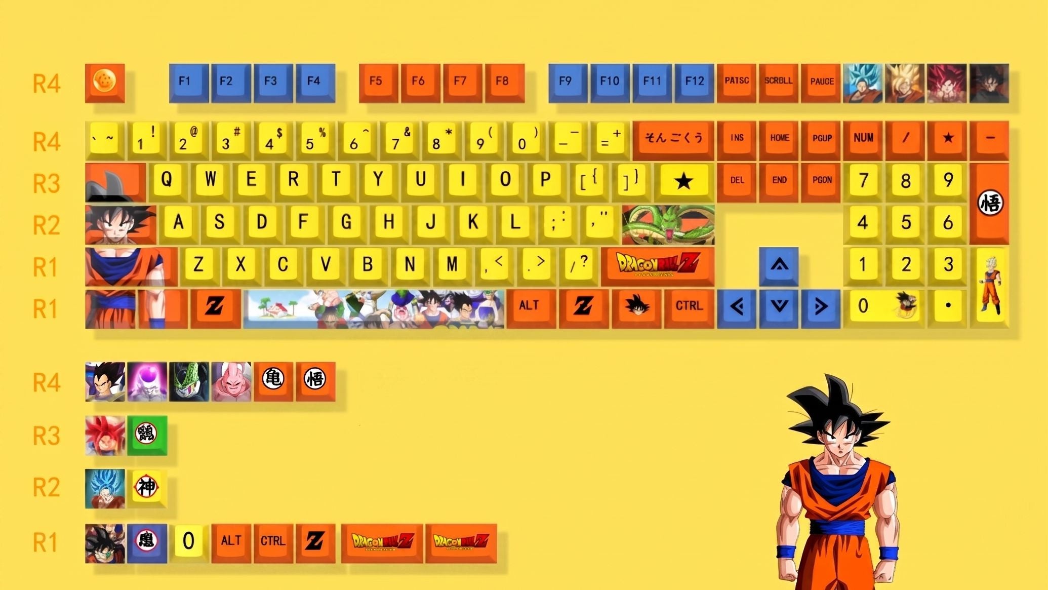 Dragon Ball Z PBT Keycap Set (Orange) Keycaps Retro Games