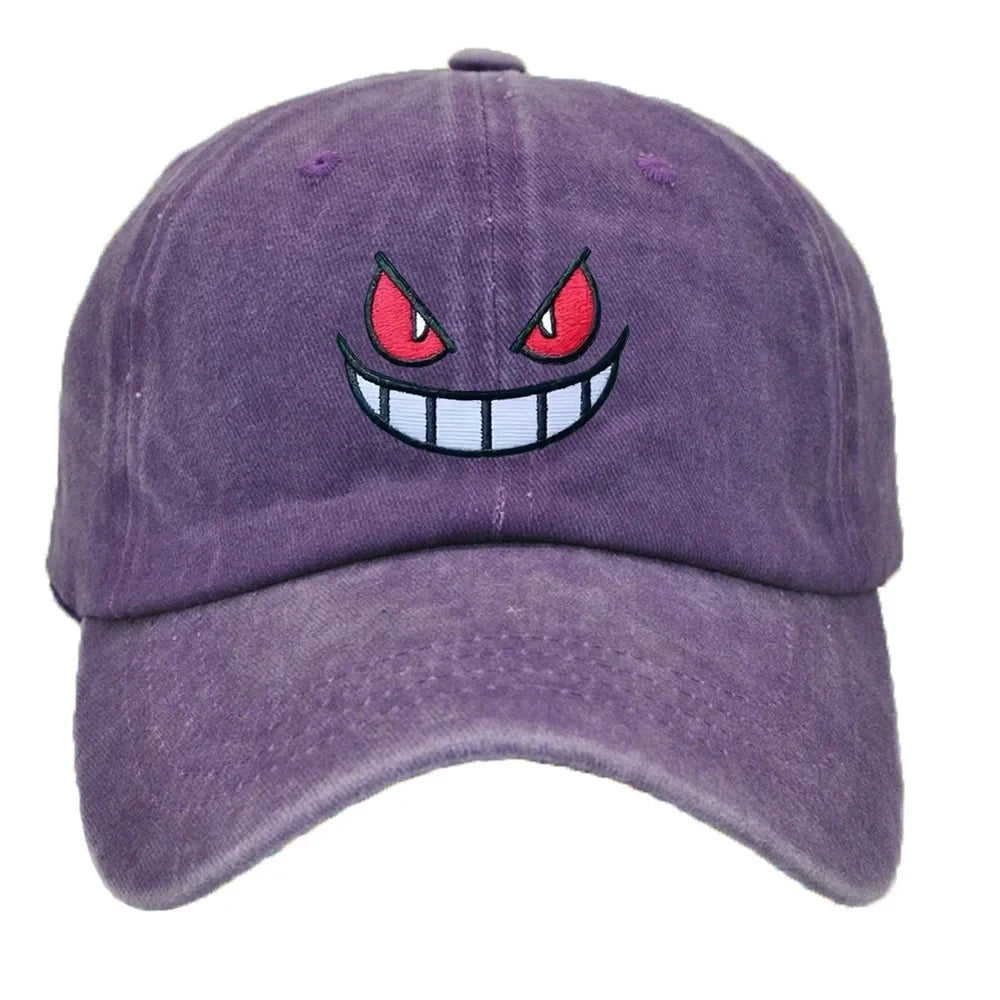 Gengar Washed Baseball Cap - Purple (Adjustable 55-60cm) Apparel & Accessories Retro Games