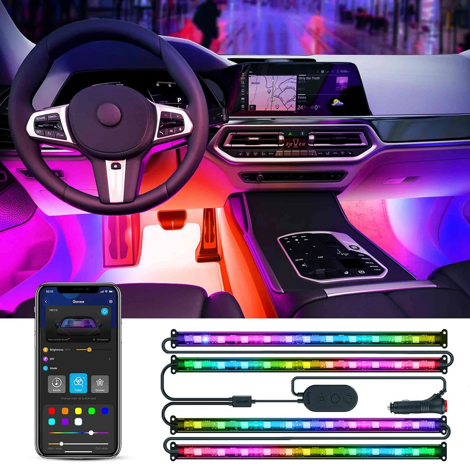 Govee RGBIC Interior Car Lights 10 x 30 cm - H7090 Lighting Govee