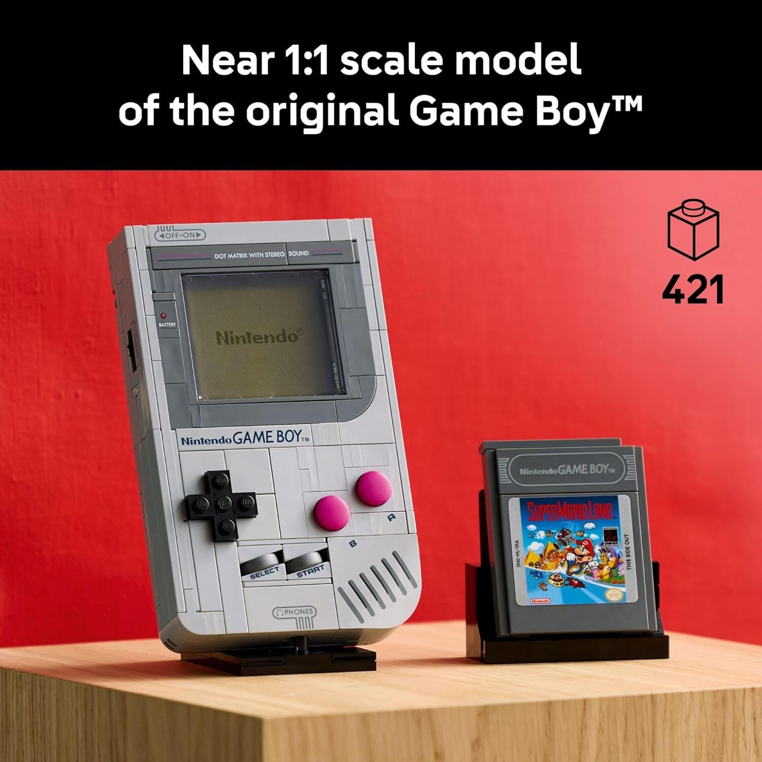 LEGO GameBoy With Game Paks and Display Stand Video Game Console Accessories LEGO