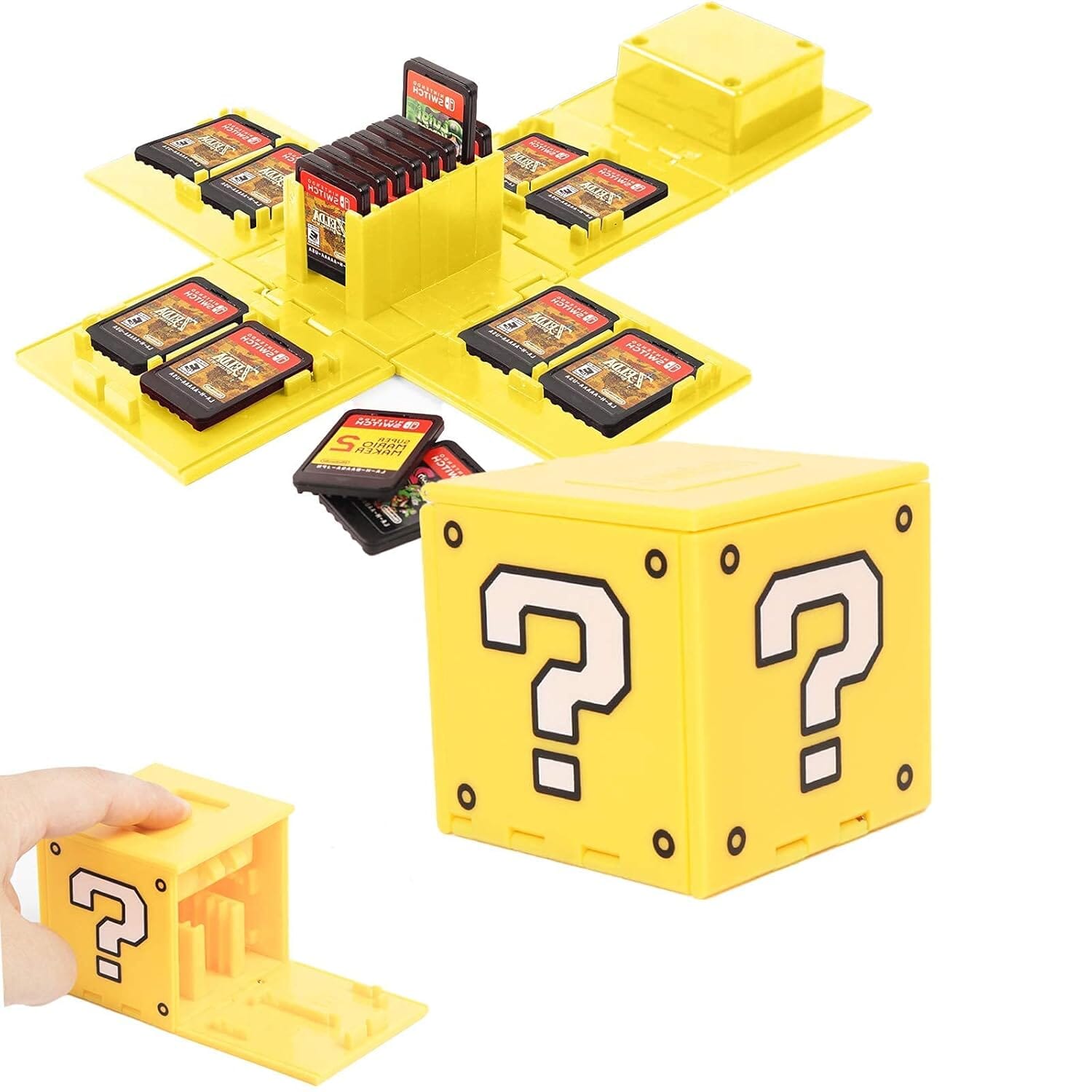 Nintendo Cartridge Holder - Yellow Question Block (16 slots) Video Game Console Accessories Nintendo