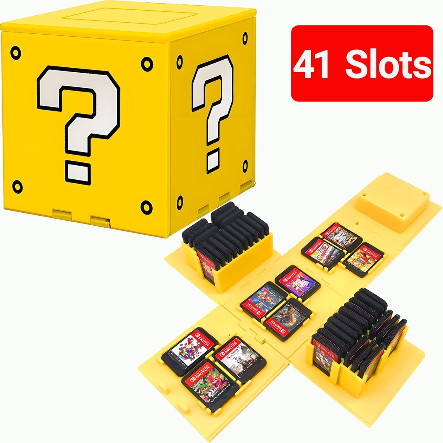 Nintendo Cartridge Holder - Yellow Question Block (41 slots) Video Game Console Accessories Nintendo