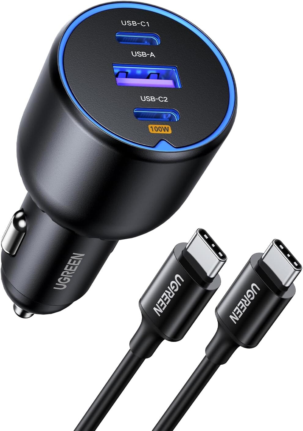 UGREEN 130W USB C Car Charger With A 100W Type C Cable Power Adapters & Chargers Ugreen