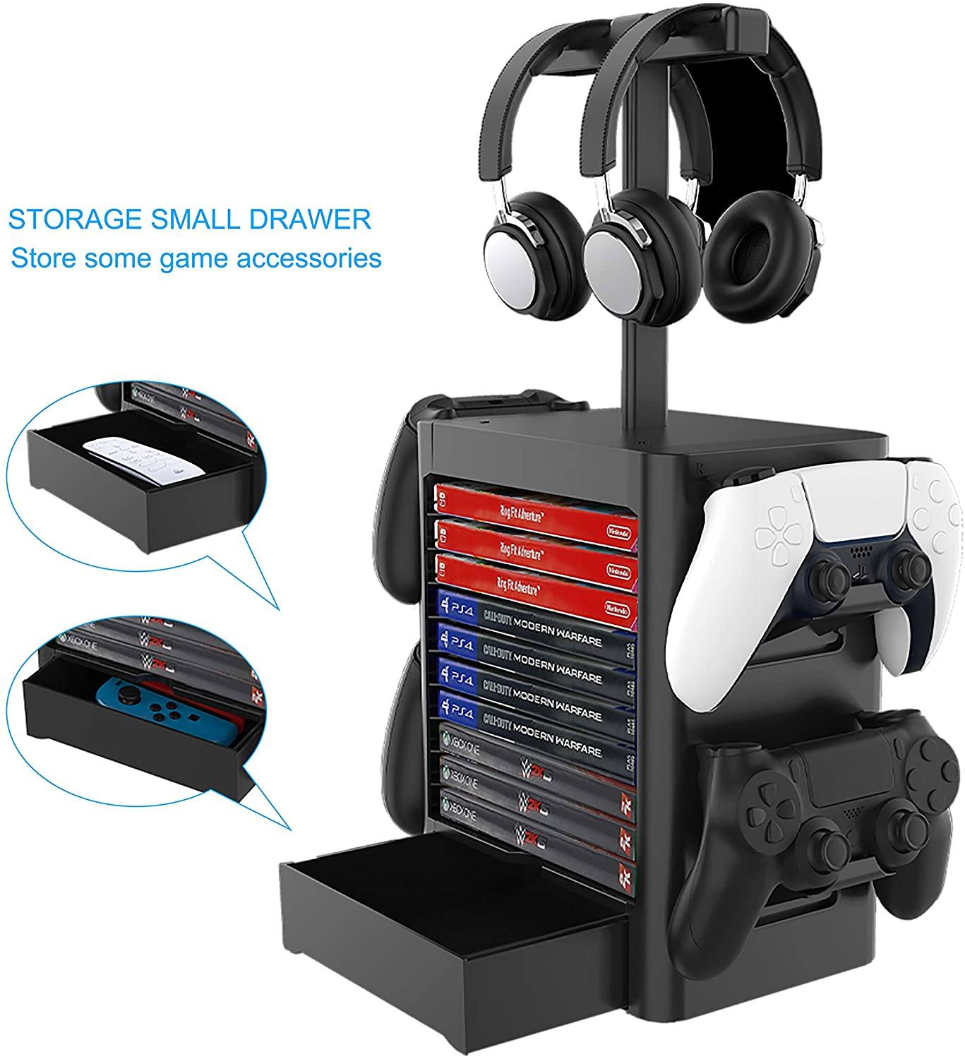 JYS Multifunctional Game Storage Tower - Black