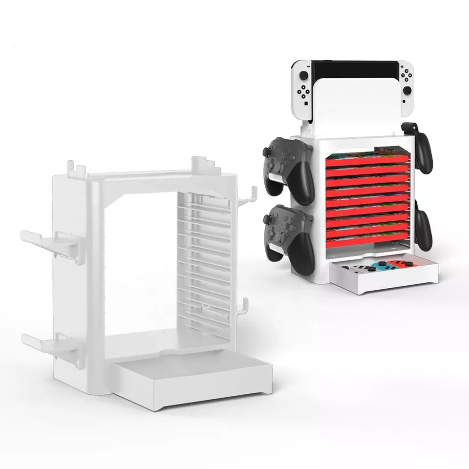 JYS MULTIFUNCTIONAL GAME STORAGE TOWER FOR NINTENDO SWITCH - White Video Game Console Accessories JYS