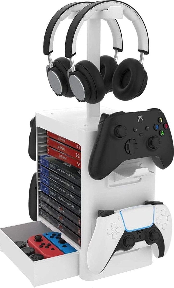 JYS Multifunctional Game Storage Tower - White Video Game Console Accessories JYS