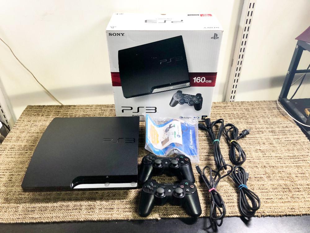 Used Sony PlayStation 3 PS3 Slim Console - 2 Controllers - Black