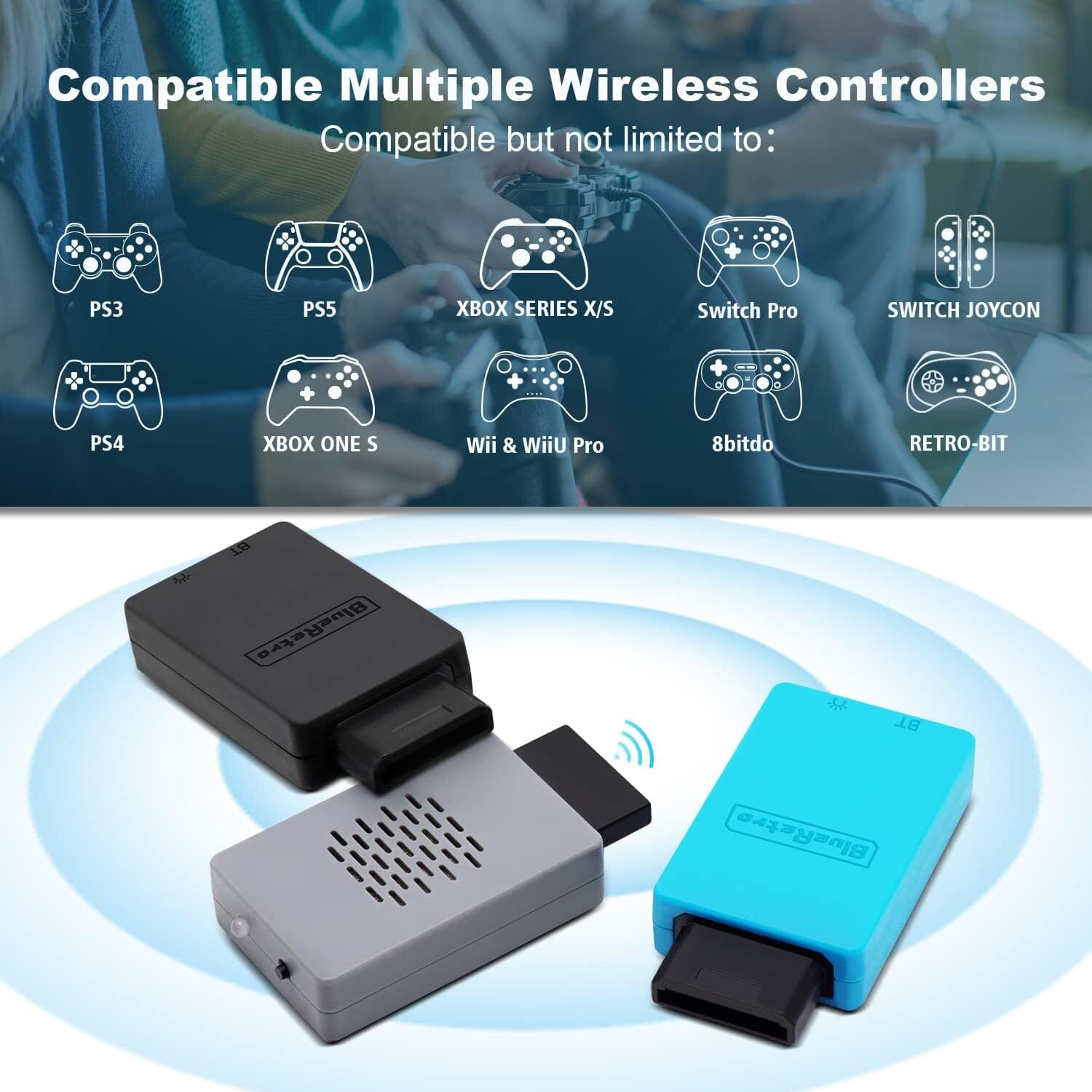 BlueRetro Wireless Game Controller Adapter for Sega Saturn - Gray Game Controller Accessories BlueRetro 