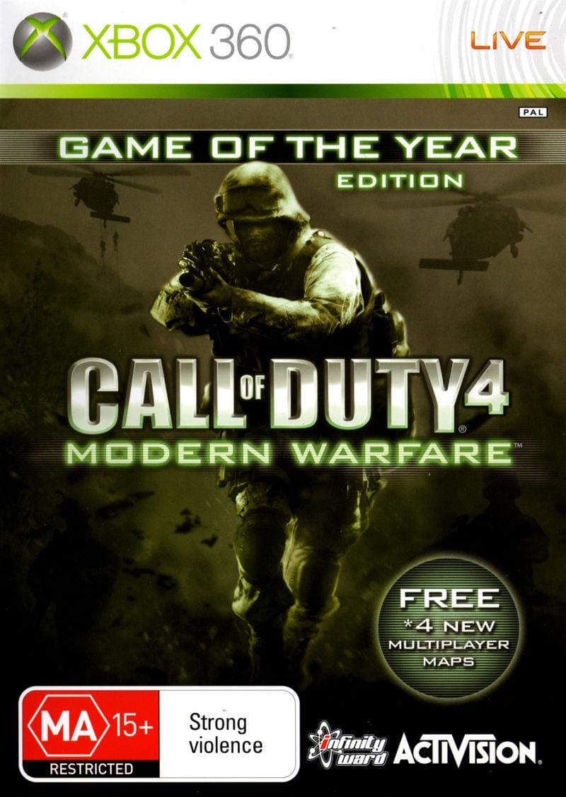 Call of Duty 4: Modern Warfare (Game of the Year Edition) (R2) (Complete In Box - Like New) - Xbox 360 Video Game Software Activision 
