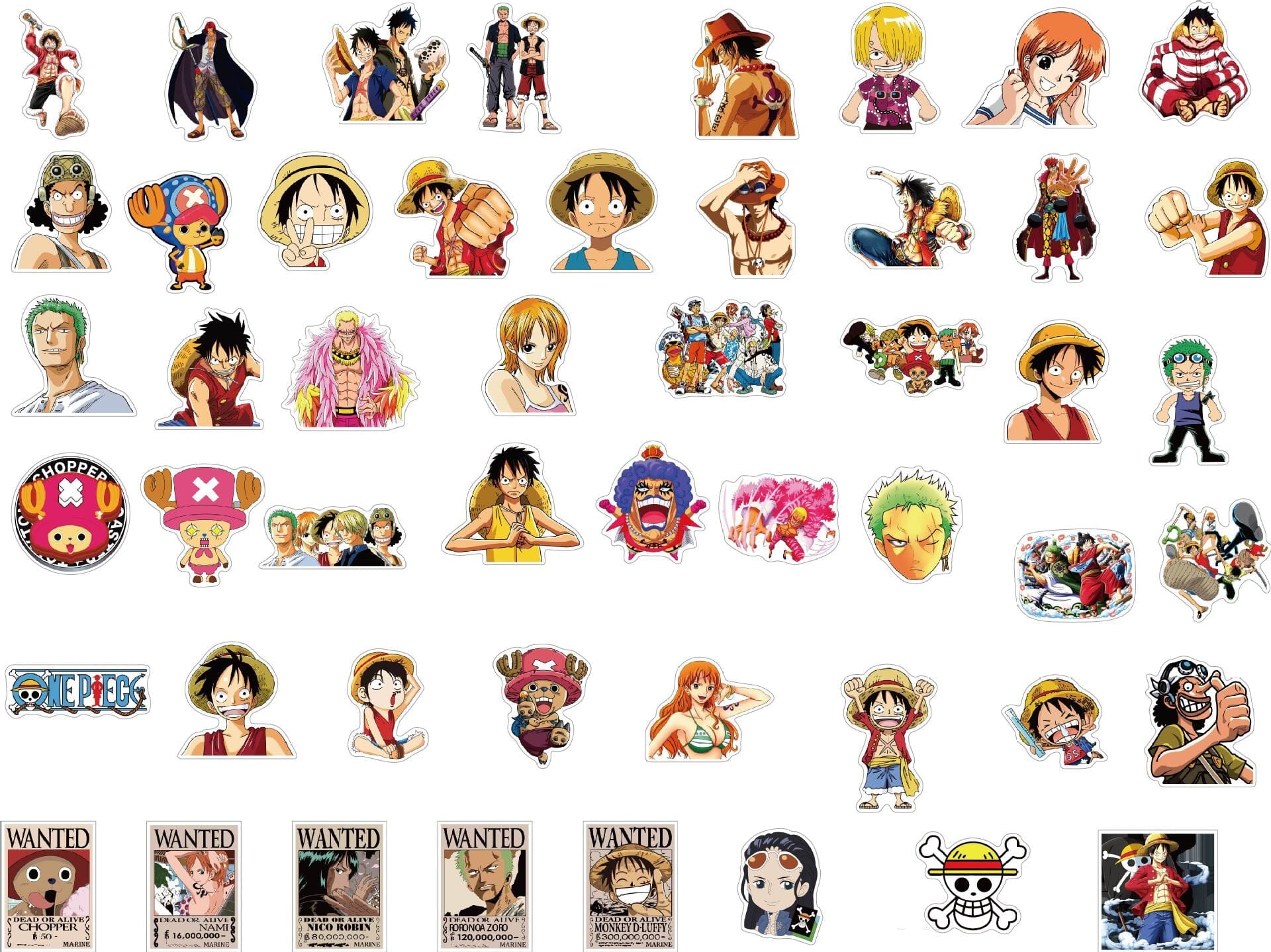 Classic One Piece Stickers 50 Pieces (1 Pack) Decorative Stickers Retro Games 