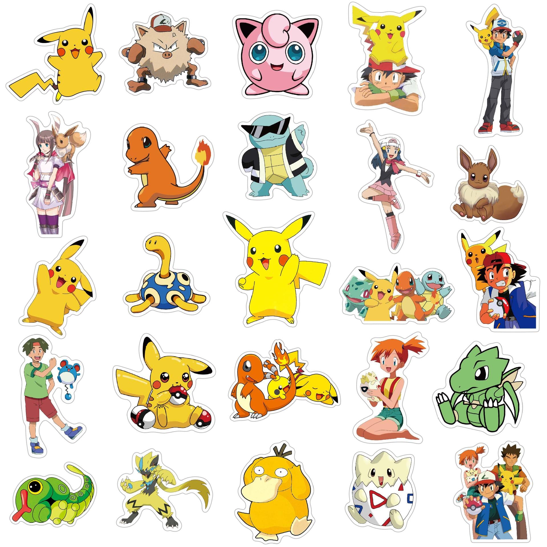 Classic Pokémon Stickers 50 Pieces (1 Pack) Decorative Stickers Retro Games 