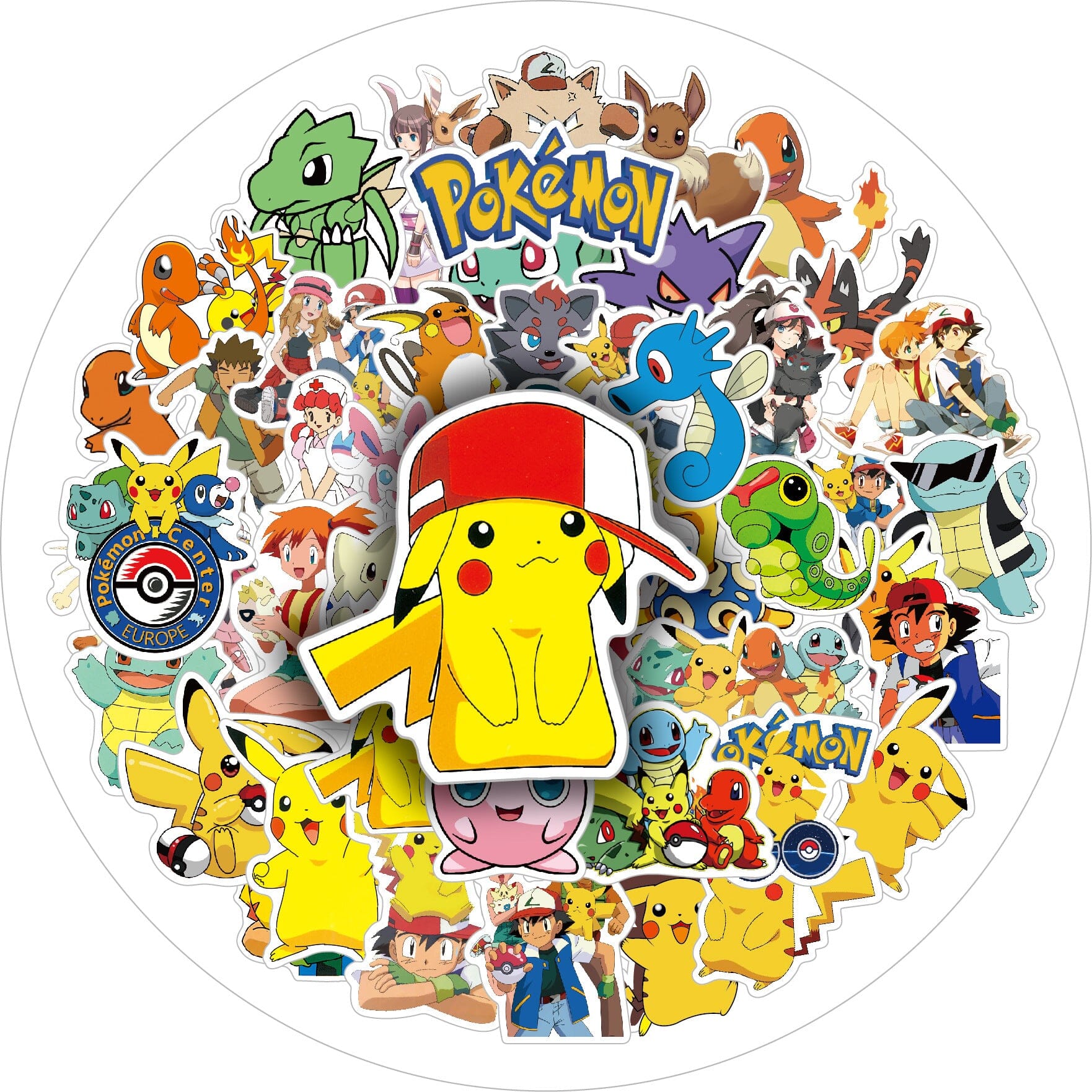 Classic Pokémon Stickers 50 Pieces (1 Pack) Decorative Stickers Retro Games 