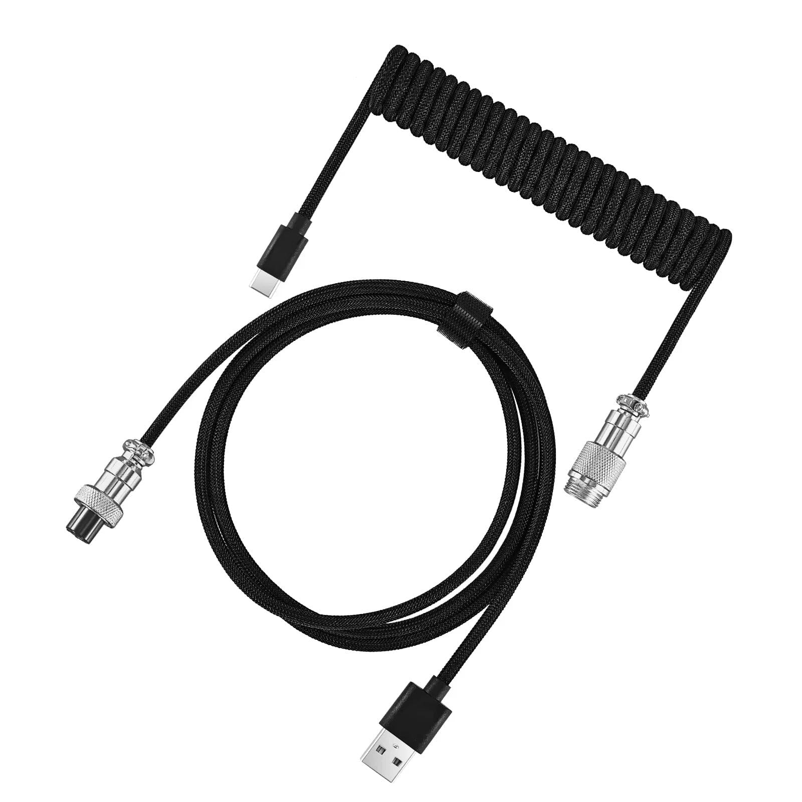 Coiled Cable USB Type C for Keyboards - Black Mouse Pads Meetion 