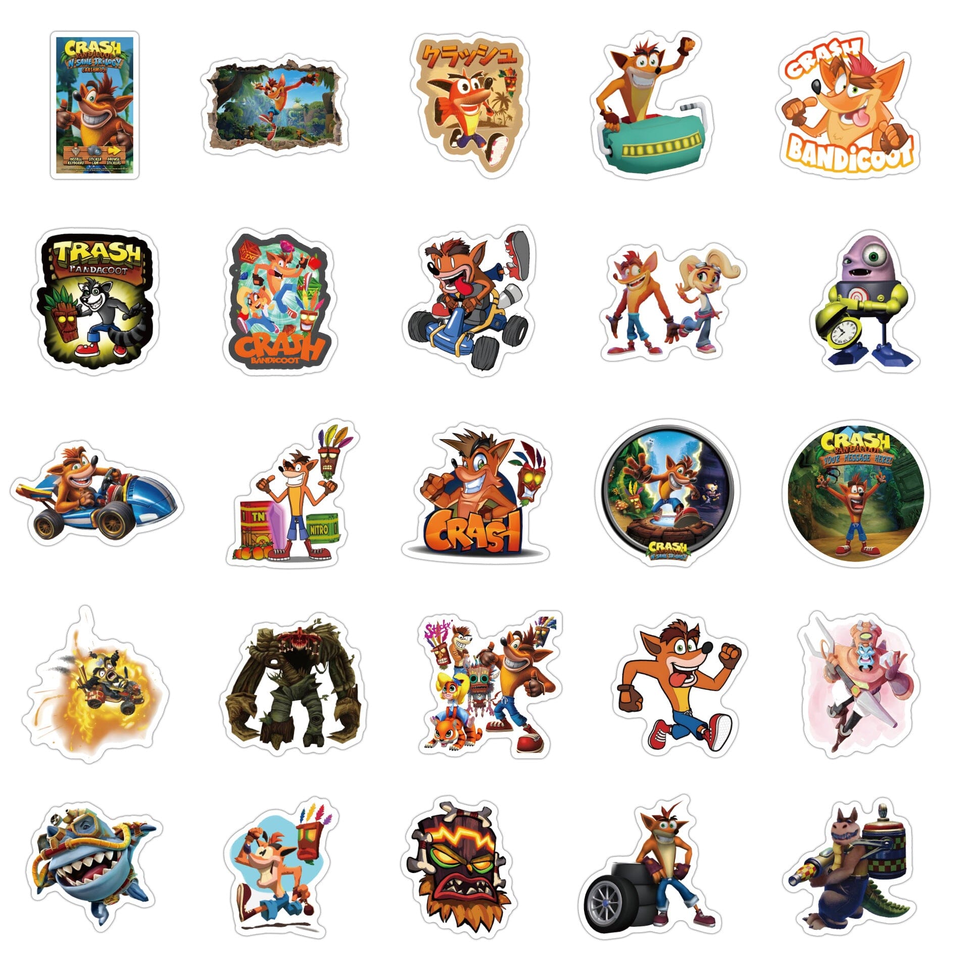 Crash Bandicoot Stickers (60pcs) Decorative Stickers Retro Games 