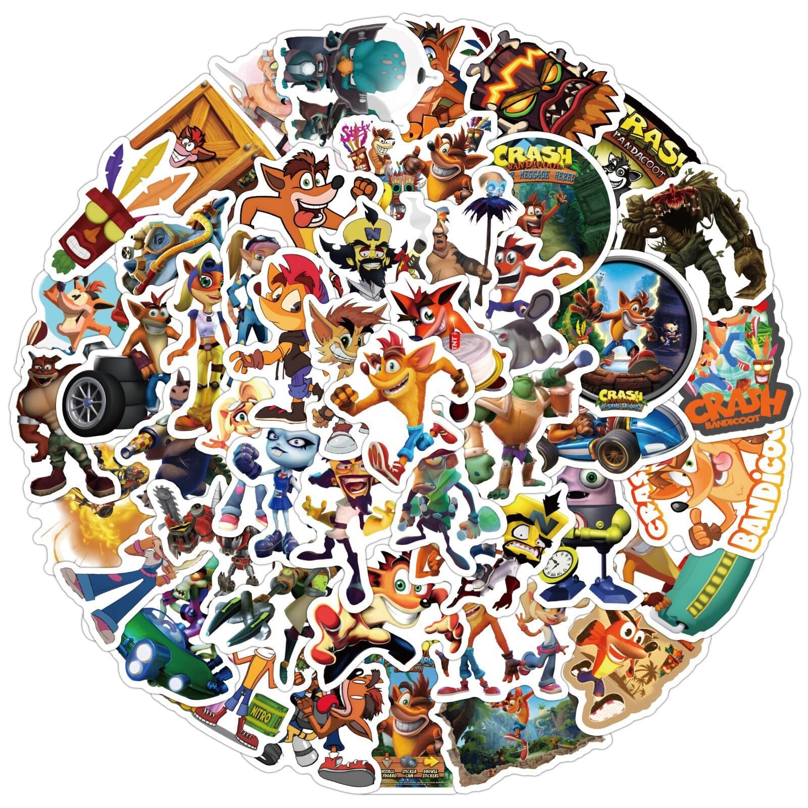 Crash Bandicoot Stickers (60pcs) Decorative Stickers Retro Games 