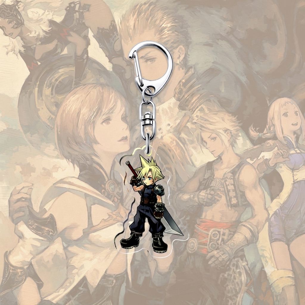 Final Fantasy VII Cloud Strife Acrylic Keychain Accessories Retro Games 
