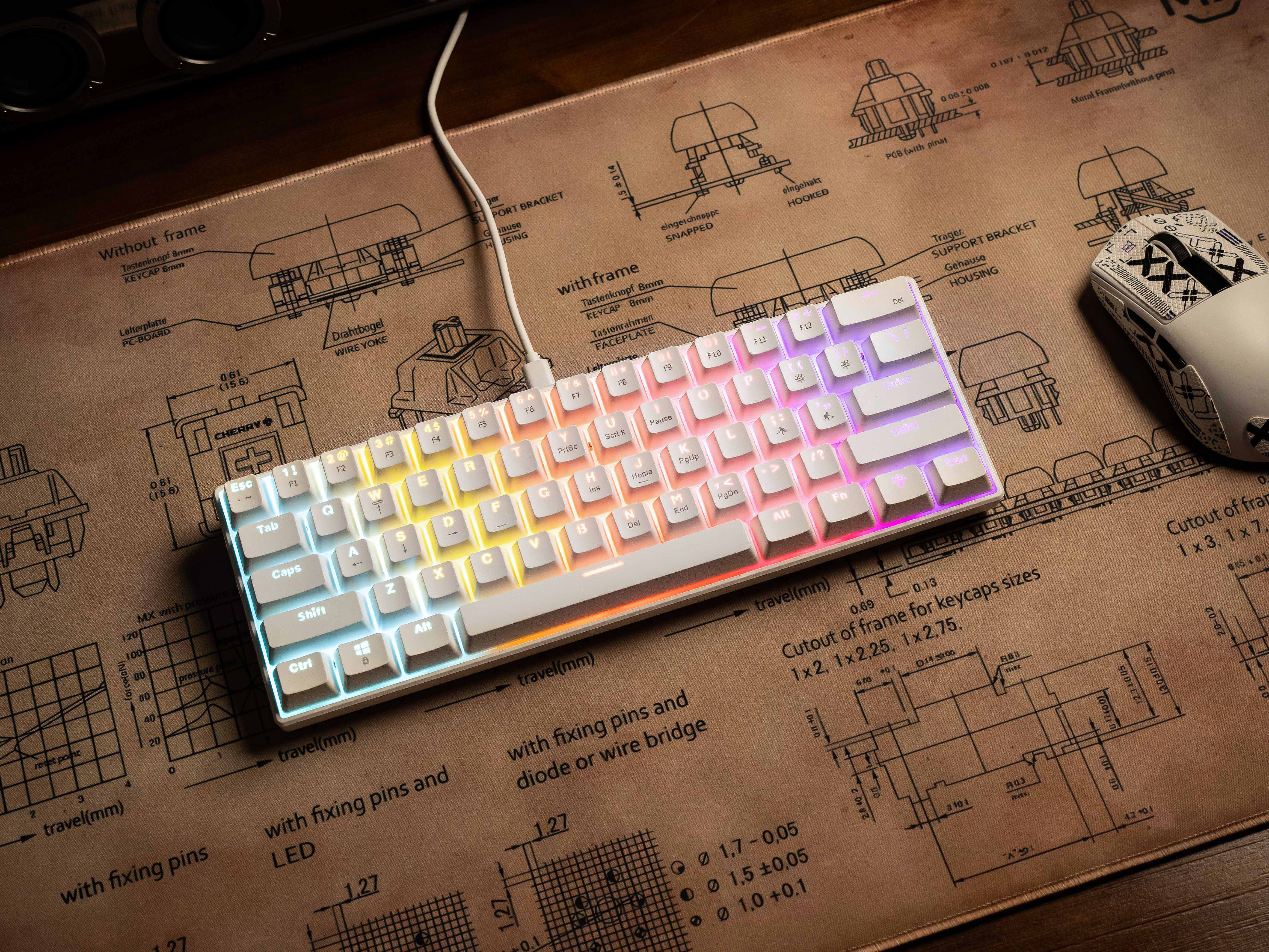 FURYCUBE A61K 60% Mini Wired Mechanical Keyboard - Blue Switches - English & Arabic Layout Keyboards FURYCUBE 
