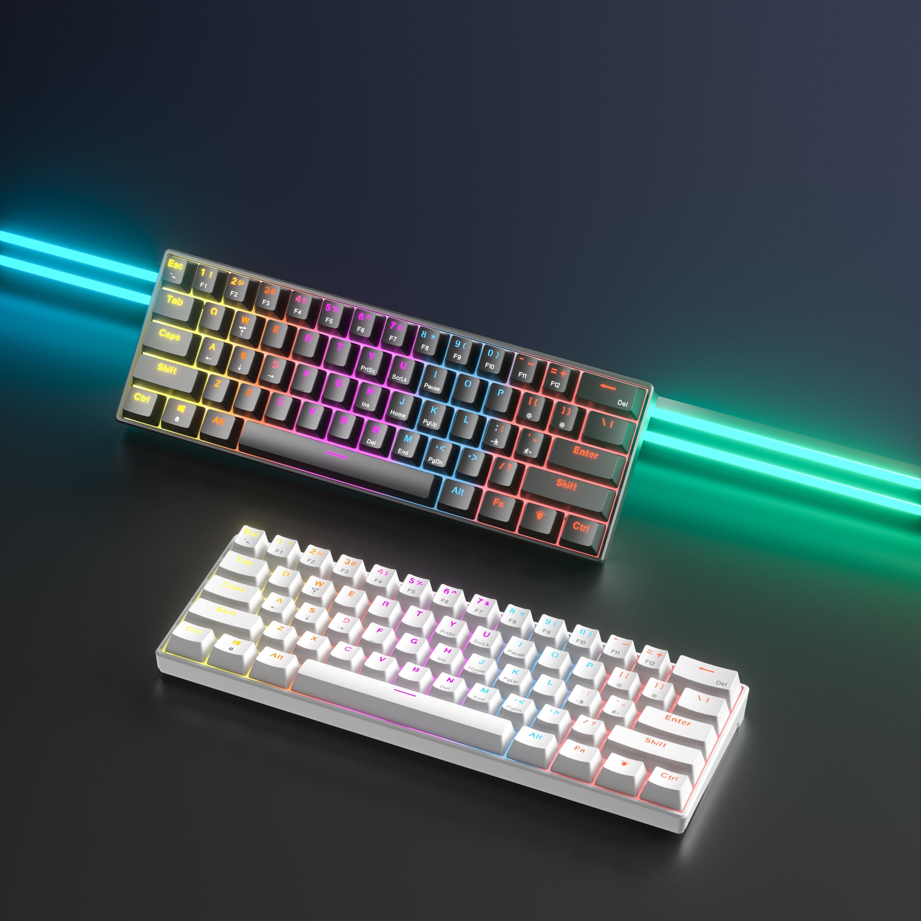 FURYCUBE A61K 60% Mini Wired Mechanical Keyboard - Blue Switches - English & Arabic Layout Keyboards FURYCUBE 