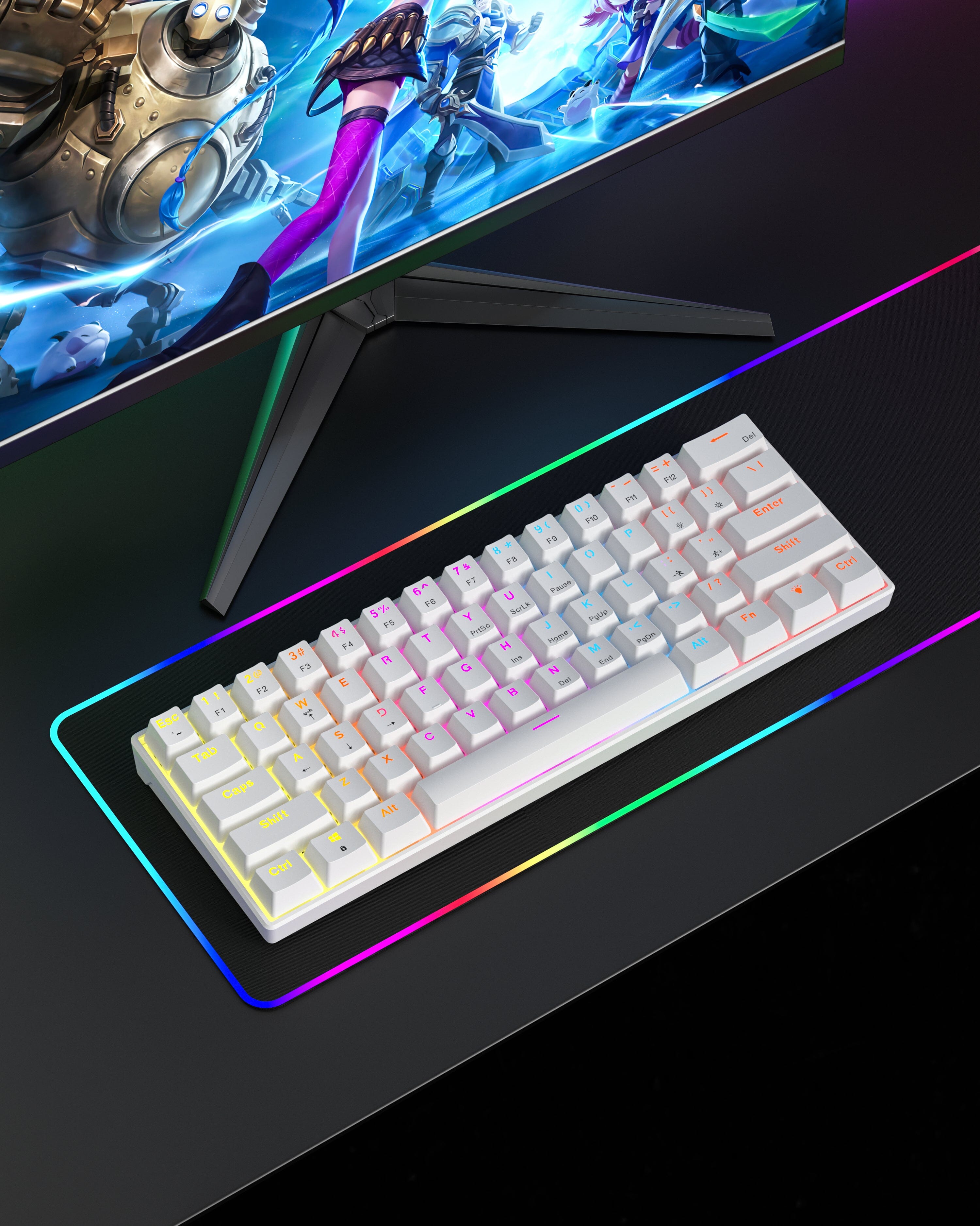 FURYCUBE A61K 60% Mini Wired Mechanical Keyboard - Blue Switches - English & Arabic Layout Keyboards FURYCUBE 