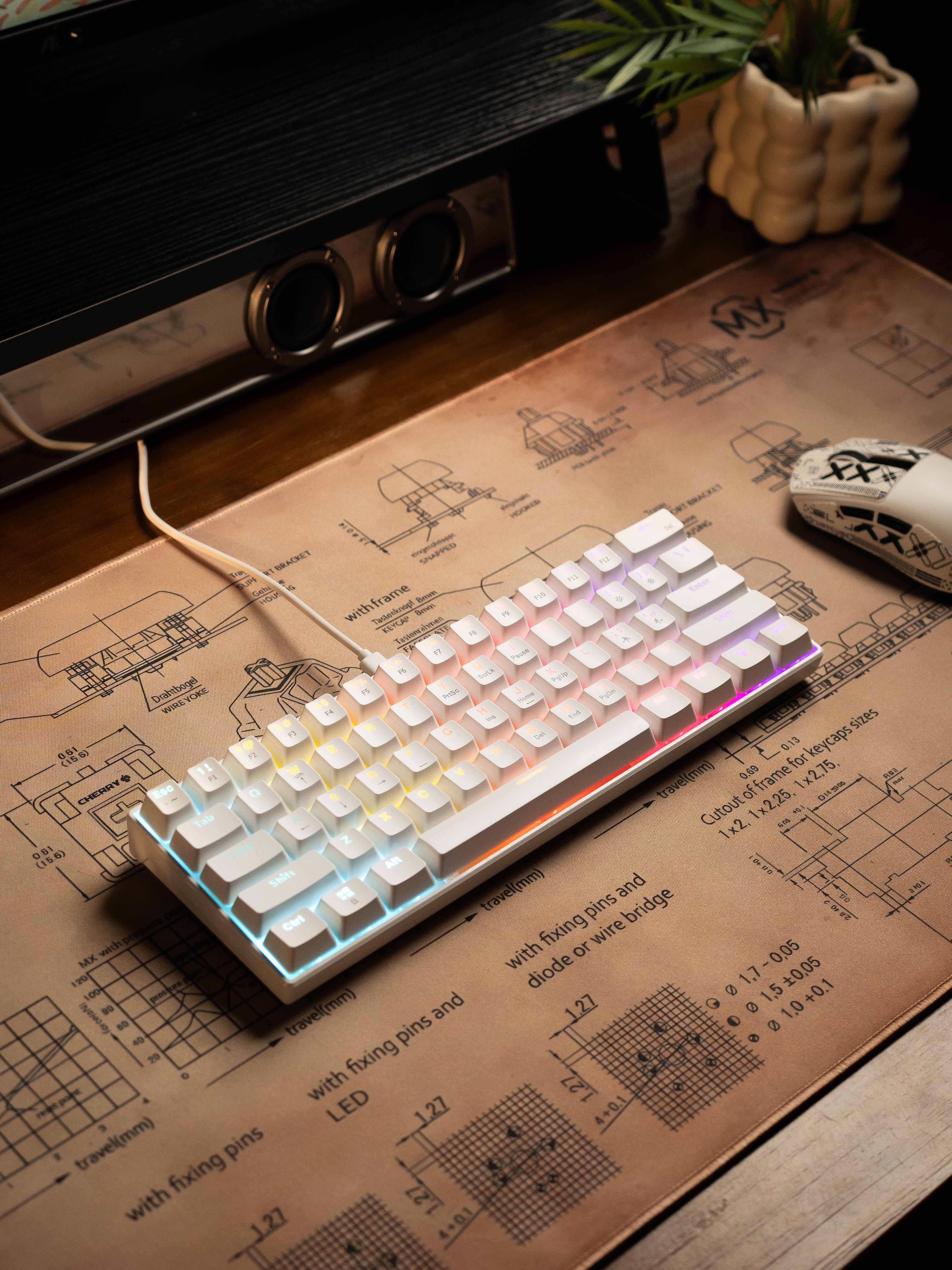 FURYCUBE A61K 60% Mini Wired Mechanical Keyboard - Blue Switches - English & Arabic Layout Keyboards FURYCUBE 