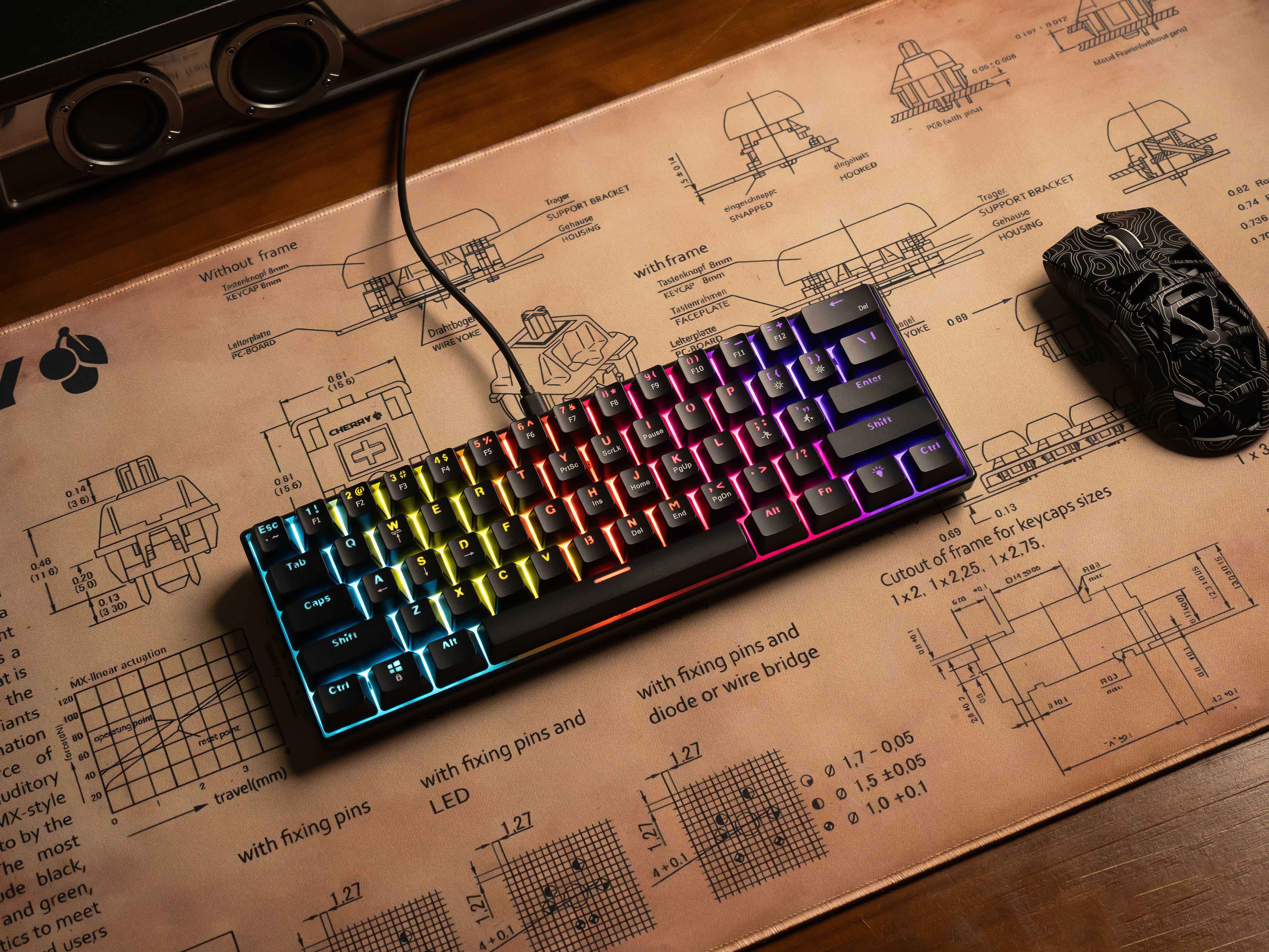 FURYCUBE A61K 60% Mini Wired Mechanical Keyboard - Blue Switches - English & Arabic Layout Keyboards FURYCUBE 