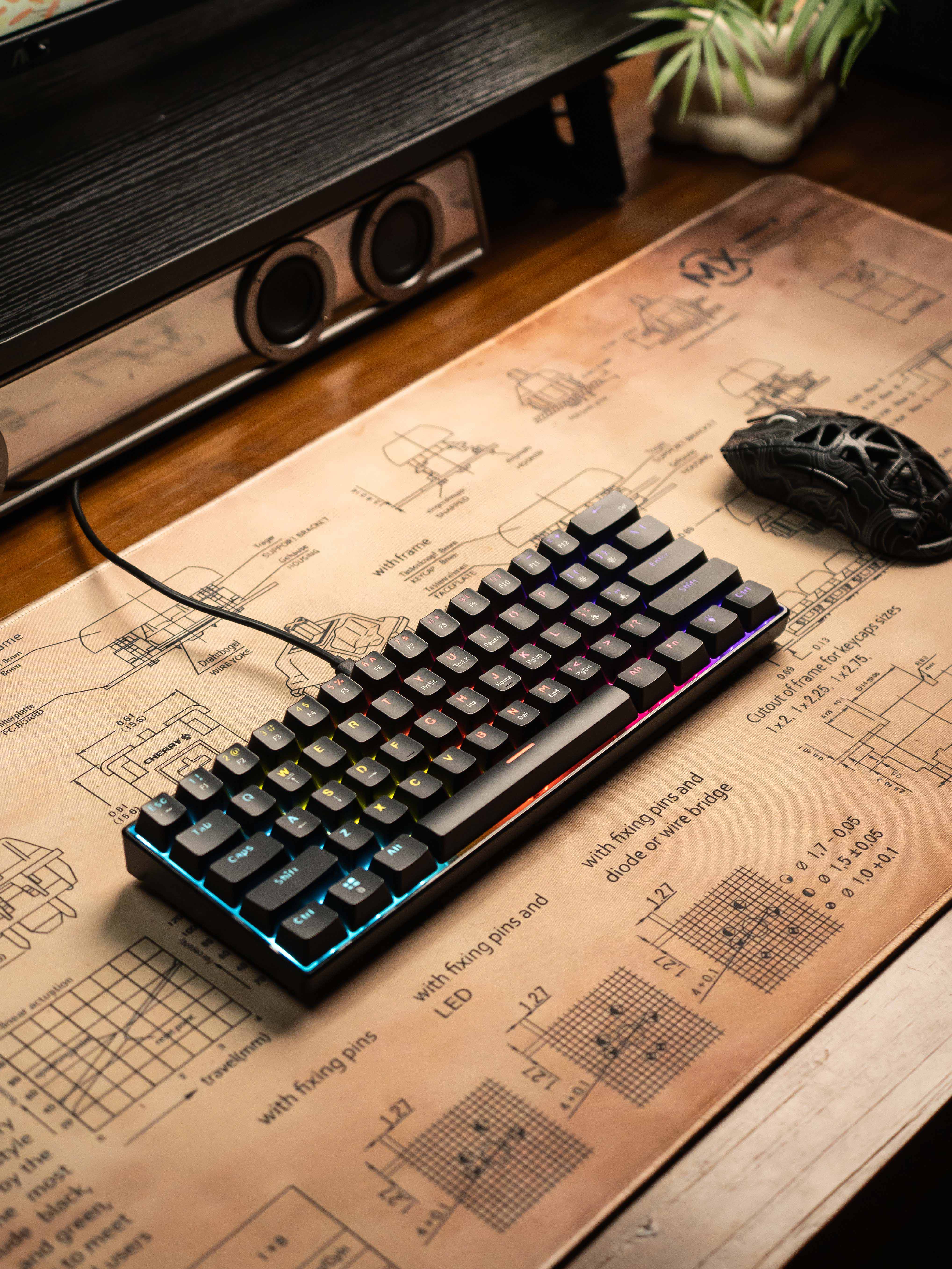 FURYCUBE A61K 60% Mini Wired Mechanical Keyboard - Blue Switches - English & Arabic Layout Keyboards FURYCUBE 