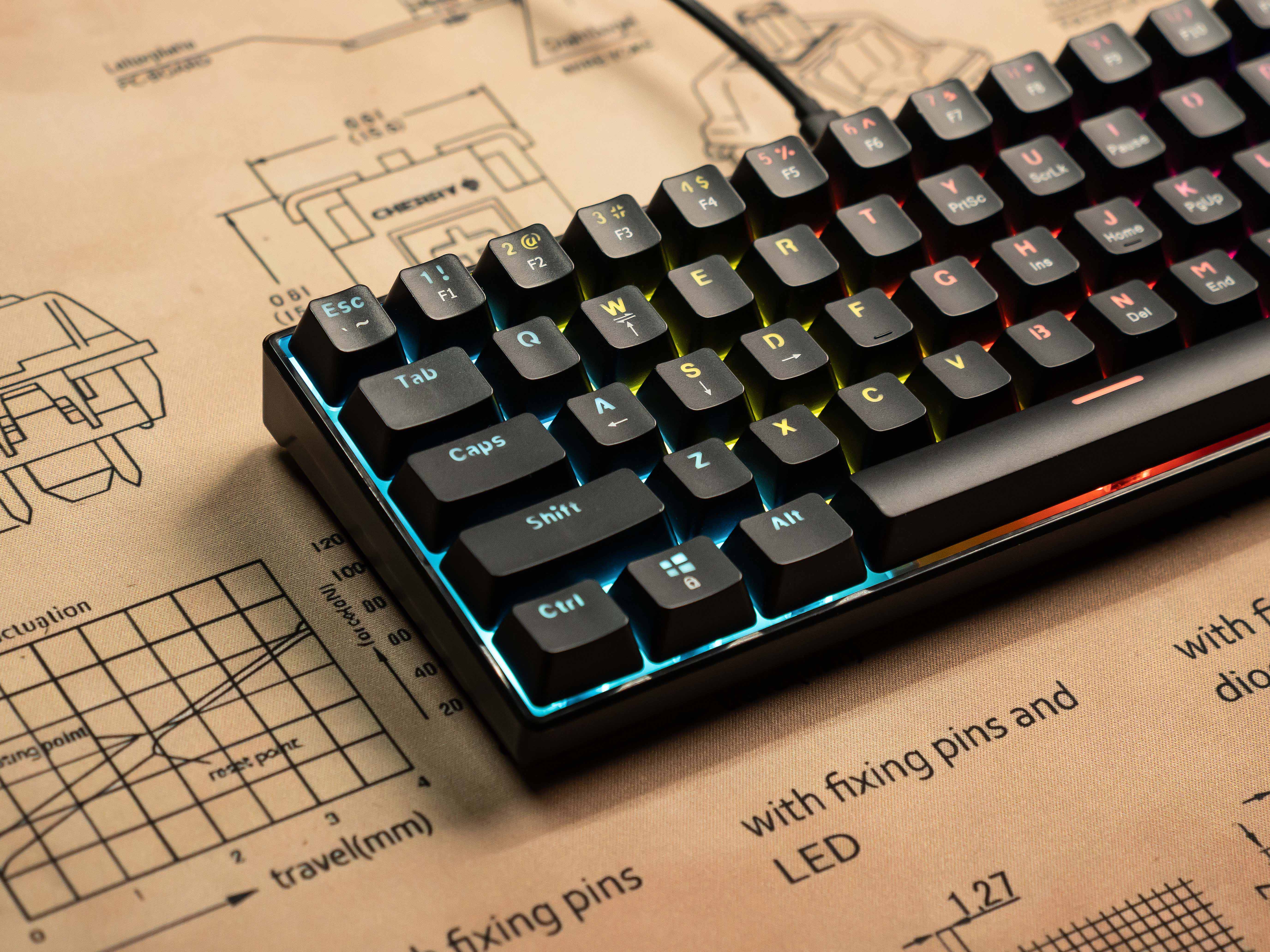 FURYCUBE A61K 60% Mini Wired Mechanical Keyboard - Blue Switches - English & Arabic Layout Keyboards FURYCUBE 