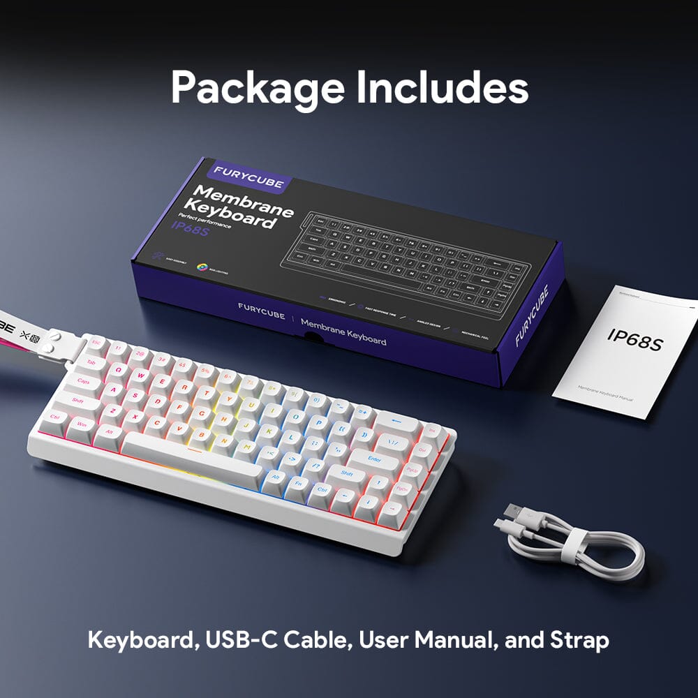 FURYCUBE IP68S PRO 68-Key Tri-Mode Wireless Membrane Keyboard Keyboards FURYCUBE 