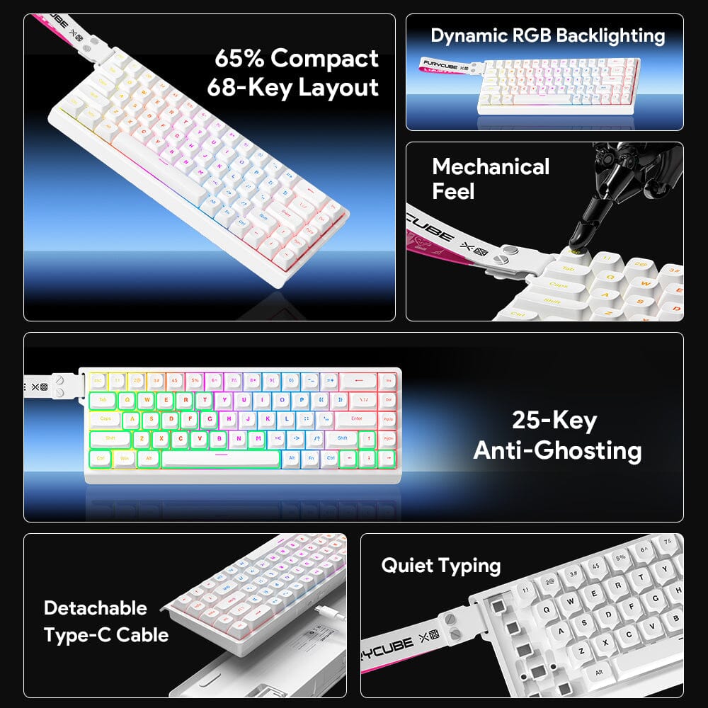 FURYCUBE IP68S PRO 68-Key Tri-Mode Wireless Membrane Keyboard Keyboards FURYCUBE 