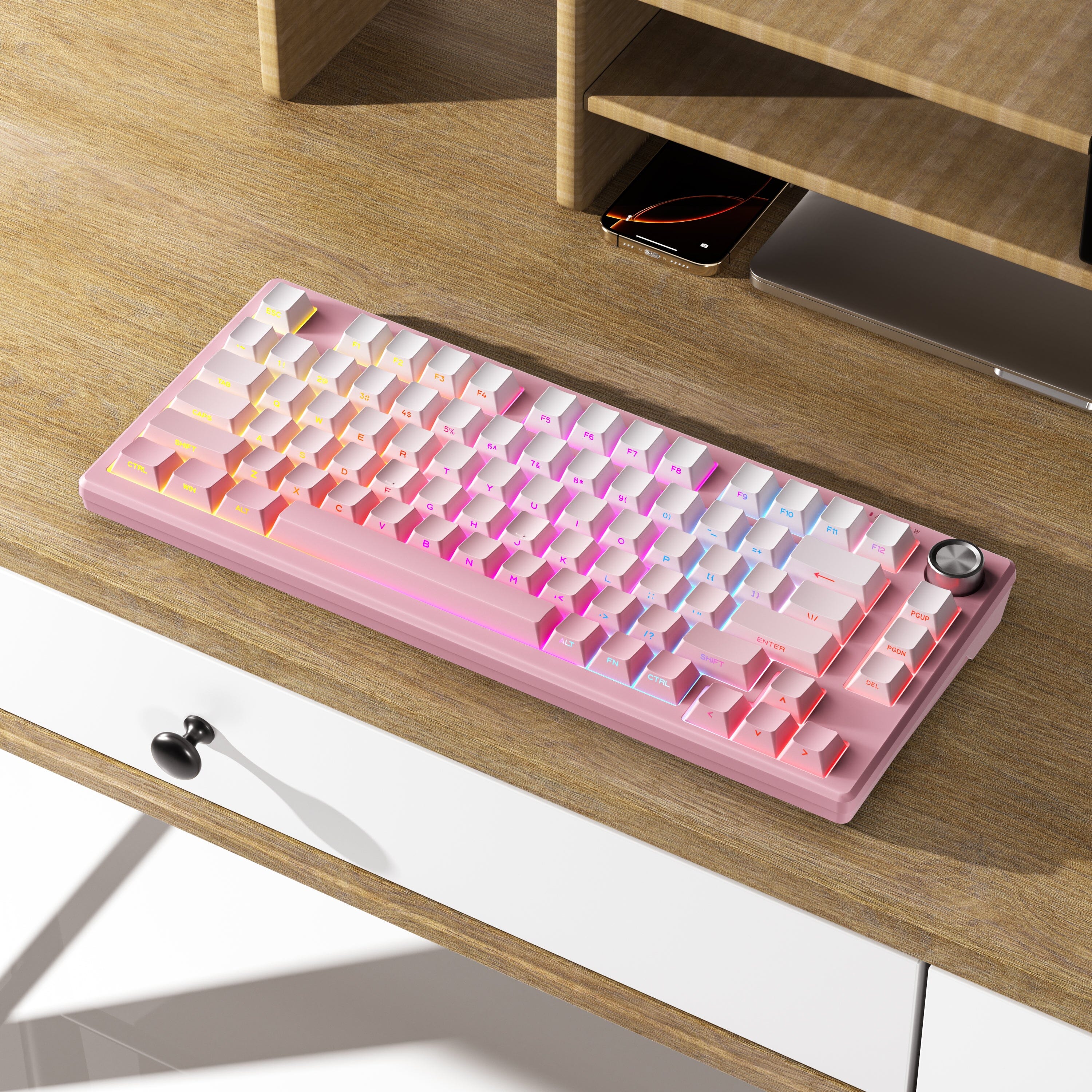 FURYCUBE IP75 75% Wired Membrane Keyboard - RGB Backlight - Gradient Pink Keyboards FURYCUBE 