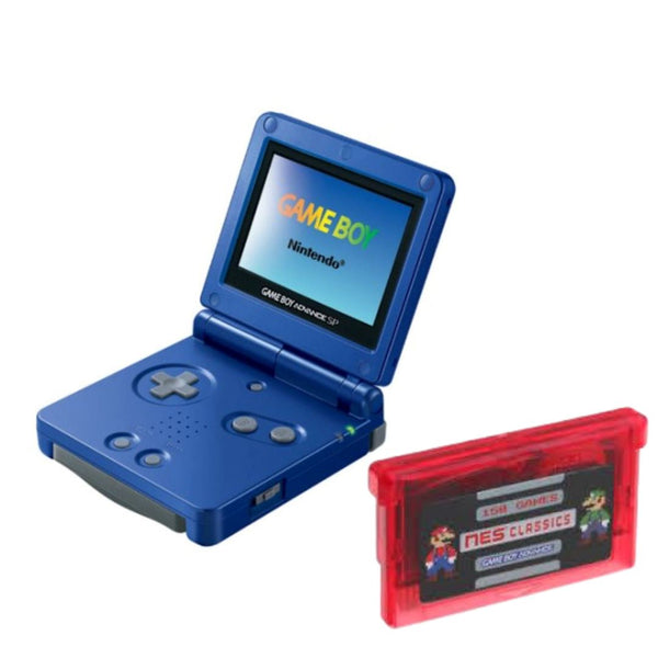 Gameboy Advance SP Blue Normal Brightness Boxed Refurbished Gameboy advance 150 in 1 Cartridge Retro Games
