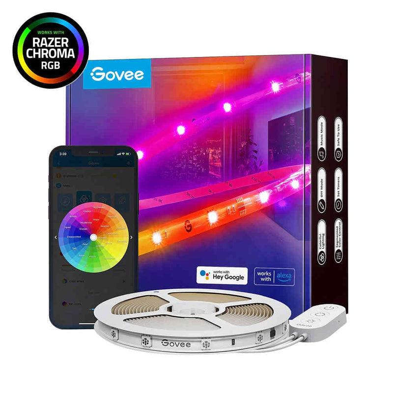Govee RGBIC Wi-Fi + Bluetooth LED Strip Lights With Protective Coating (5M) - H619A Lighting Govee 