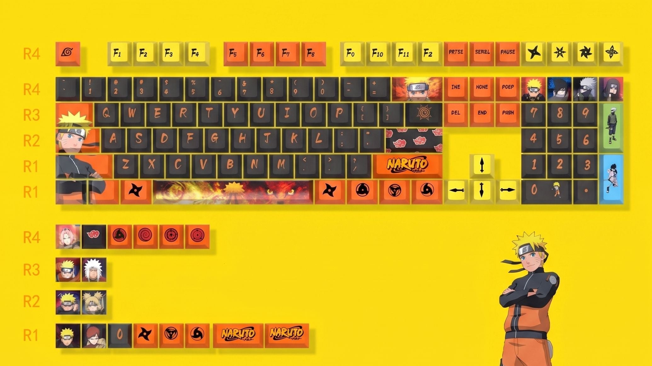 Naruto PBT Keycap Set (Burgundy) Keycaps Retro Games 