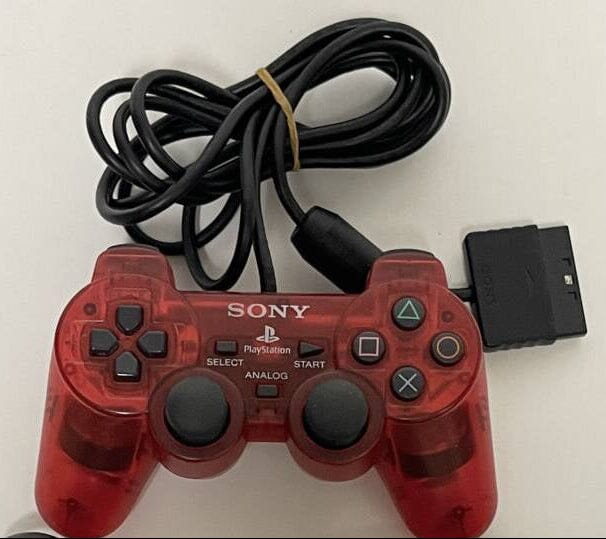 Original PlayStation 2 Dualshock Wired Controller (Used) - Red Transparent Game Controllers Sony 