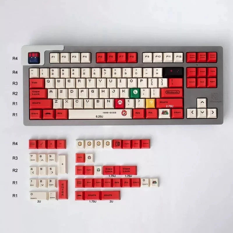 PBT Mario Keycap Set - Full Size (123 Keys) Keycaps Retro Games 