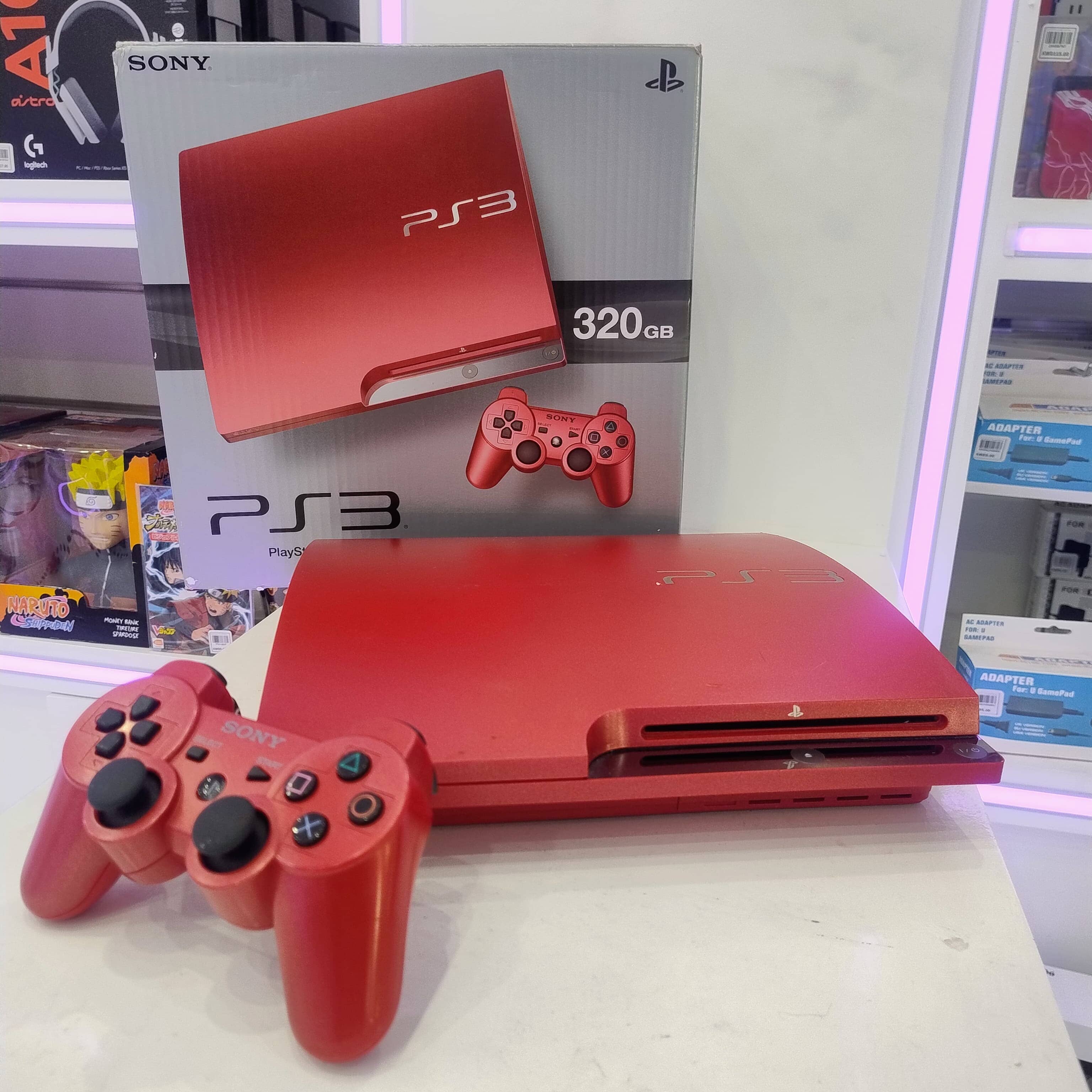 PlayStation 3 Slim Console 320 GB (Used -Like New) - Red Video Game Consoles Sony 