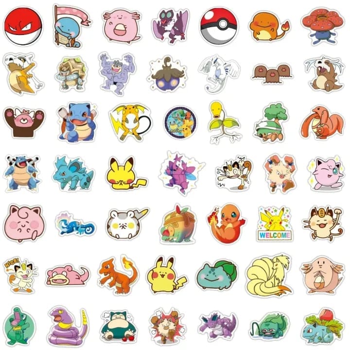 Pokémon Stickers 50 Pieces (1 Pack) Decorative Stickers Retro Games 