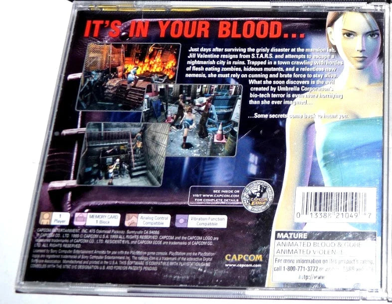 Resident Evil 3 (R1) (Complete In Box- Very Good Condition) - PS1 Video Game Software Capcom 