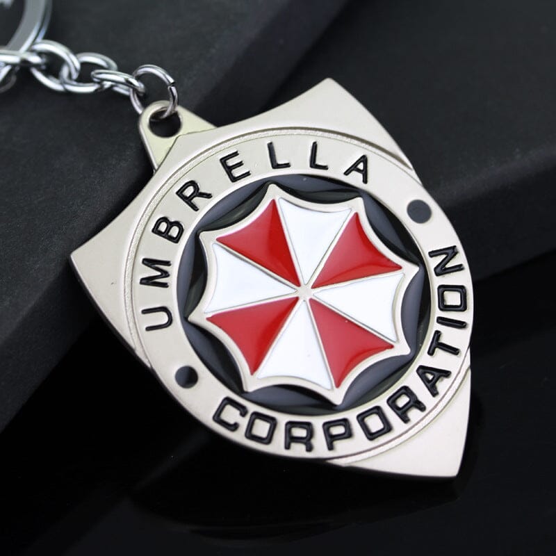 Resident Evil Umbrella Corporation Keychain – Silver Shield Keychain Keychains Retro Games 