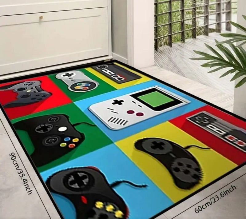 Retro Gaming Controllers Carpet - 60 cm X 90 cm Home Game Console Accessories Retro Games 