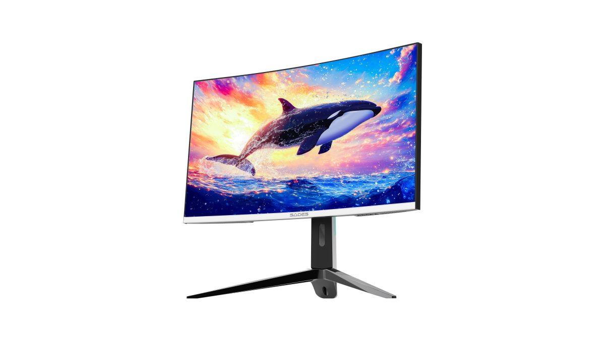 شاشة ألعاب منحنية Sades KL-Whale SA-C01Q27W، 27 بوصة، QHD (2K) 2560x1440، 180 هرتز، 1 مللي ثانية، HDMI 2.1، VA - أبيض