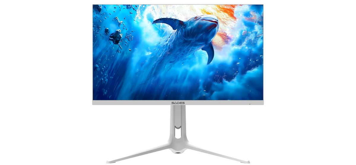 شاشة ألعاب مسطحة من Sades RS-Dolphin SA-F01U27، مقاس 27 بوصة، وضع مزدوج: UHD (4K) 3840x2160 160 هرتز / FHD 320 هرتز، 0.5 مللي ثانية، HDMI 2.1، IPS - أبيض