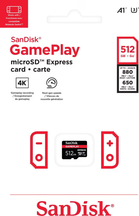 SANDISK Express GamePlay microSDXC 512GB for Nintendo Switch 2 Video Game Console Accessories Sandisk 
