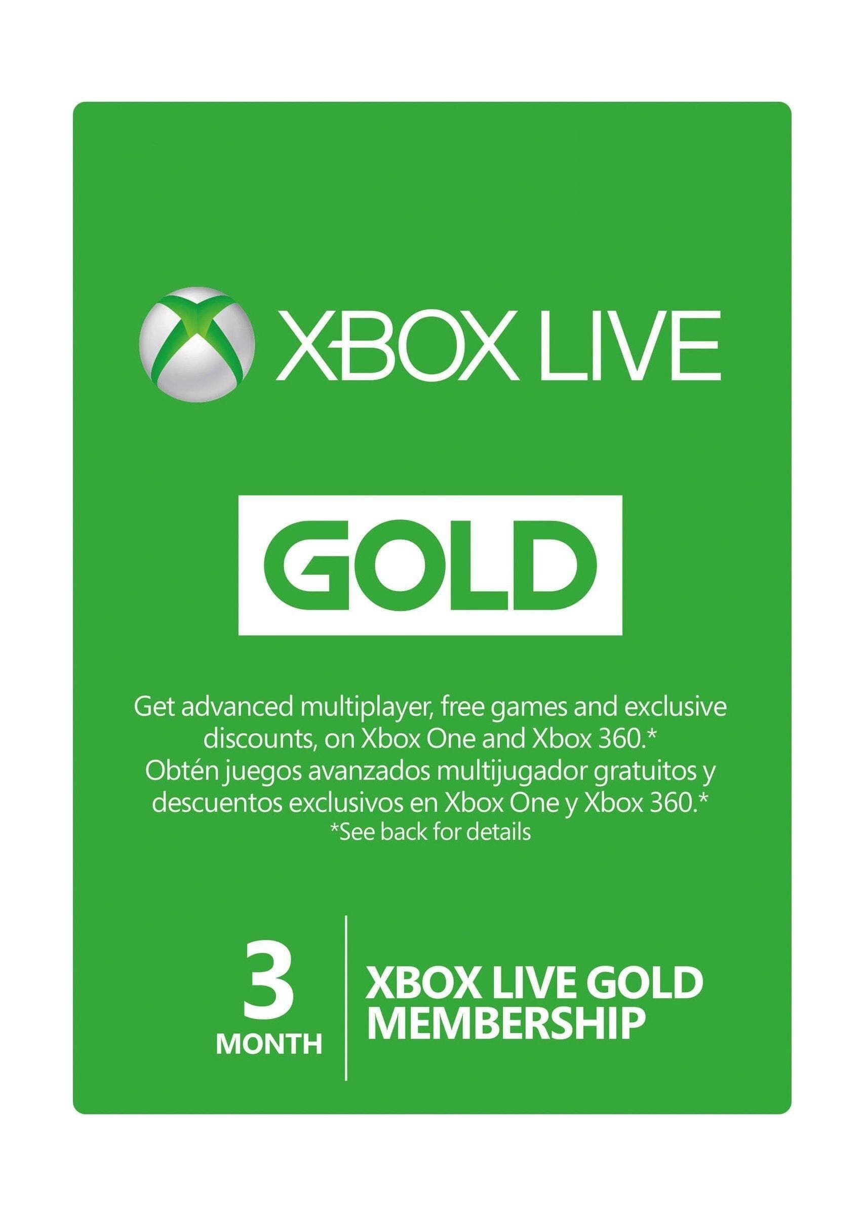 Xbox Live 3 Month Gold Membership (Physical Card - Sealed - Non-Functional - Display Only) Video Game Console Accessories Microsoft 